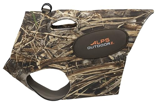 ALPS OutdoorZ Topflight Hundeweste, Jagdweste mit 5 mm Neopren für Wärme, konturiertes Nackendesign, Auftriebsschwimmpolster, leicht anzuhebende Griffe und Leinenclip, Größe XL, Realtree MAX-7