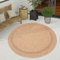 Paco Home Outdoor Teppich wetterfest & pflegeleicht Flachgewebe in Sisal-Optik mit Bordüre UV-beständig Modern für Balkon, Terrasse, Garten, Wohnzimmer, Grösse:80 cm Rund, Farbe:Beige