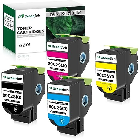Greenjob CX310 Toner kompatibel mit Lexmark CX310n CX310dn CX410 CX410e CX410de CX410dte CX510 CX510de CX510dhe CX510dthe Drucker (2500 Seiten BK, 2000 Seiten CMY) 80C2SK0 80C2SC0 80C2SM0 80C2SY0