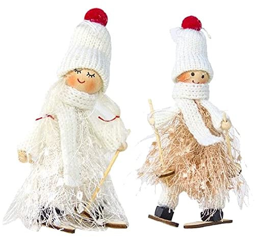 Wudaizhi Weihnachts Ski -puppendekorationen 2 Pcs Weihnachtsbaum -Ornamente Süßes Plüsch Puppen Weihnachtsfestheime Ornamente