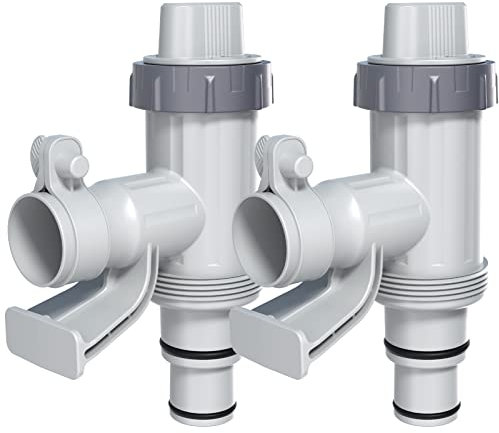 POOLHACKER Plunger Valve Plus with Pool Hose Adapter and Pool Pipe Holder, Pool Replacement Parts Accessories for Above Ground Pool (2 Pcs)