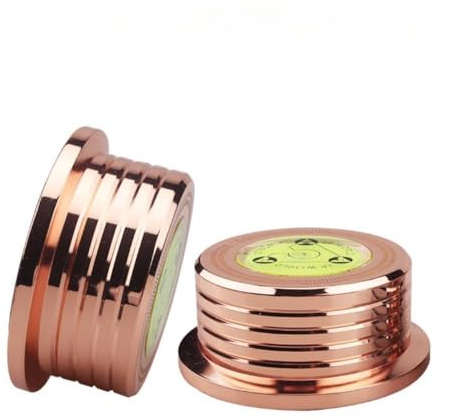 Wokyo Schallplatten-Gewichtsstabilisator, 50 Hz, Aluminium-Legierung, Schallplattenklemme mit Wasserwaage, Roségold