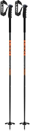 LEKI Bastoncini da sci Pitch Back in alluminio leggero per sci alpino - Nero-Neonorange-Antracite scuro - 125 cm