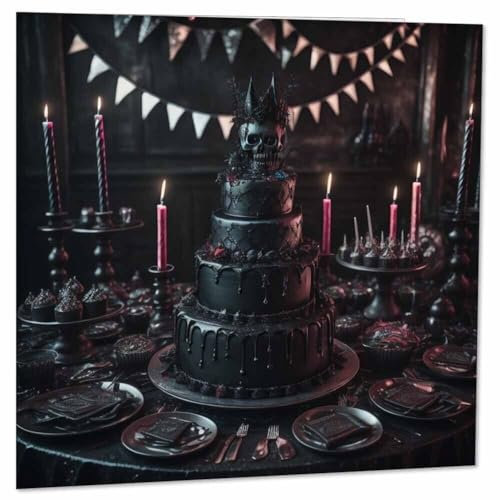 Gothic-Geburtstagskarte, schwarzer Kuchen, Gothic-Stil, alternative Grußkarten, 145 x 145 mm
