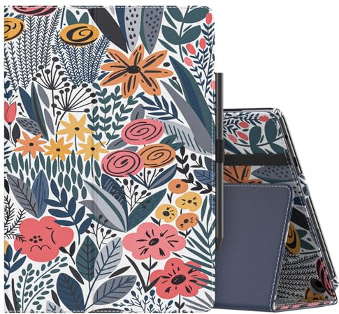 MoKo Case Fits All-New Amazon Fire HD 10 & 10 Plus Tablet (13th/11th Generation, 2023/2021 Release) 10.1 - Slim Folding Stand Cover with Auto Wake/Sleep, Blue Leaf Flower