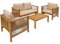 sweeek - Salon de Jardin ALCIRA 4 Places en Bois d'acacia et Cordes Beiges et Coussins Beiges. 1 canapé 2 pl + 2 fauteuils + 1 Table Basse