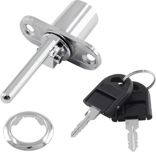 VZUHSW Serrure de tiroir pour meubles avec clé, idéale pour classeurs, armoires et vitrines, Diamètre de 16 mm, fonctionne avec un mécanisme à piston, poussoir avec clé, Disponible en argent, 1 pièce