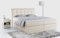 MKS MEBLE Boxspringbett 200x200 Beige Kunstleder, Bett mit Multipocket Matratze H4 und Topper, Polsterbett 200x200 mit Bettkasten und Kopfteil, DIEGOS Creme Kunstleder