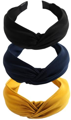 scicent Haarreifen 3 Stück Damen Boho Stirnbänder Kopfband Haarband Elastische Weiche Breite Stirnband Niedlich Haarschmuck Stoff Haarreif für Frauen und Mädchen - 9815
