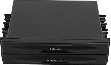 Boîte de Rangement pour Autoradio 2 en 1, Multi-usage ABS, Porte-gobelet Universel 1DIN Noir à 2 Couches, Collecte de Petits Objets avec une Conception à 2 Couches pour les