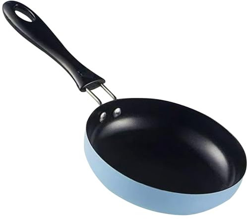 Small Frying Pan, 4.7 Inch Egg Frying Pan Heat Resistant Non Stick Pan with Handle Portable Round Omelet Pan for Stove Gas, Induction Hob Blue Small Frying Pan