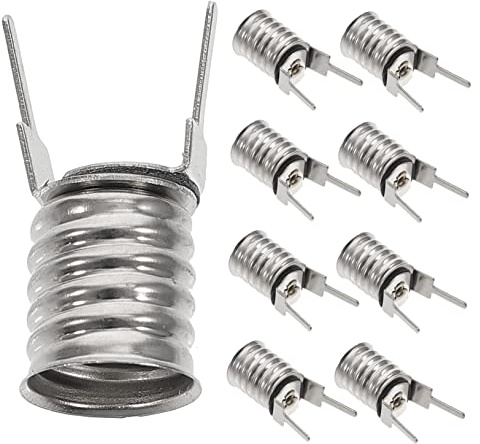 E10 Lampenfassung mit Schraubgewinde, 10 Stück, Kupfer Silber | Leuchtmittel in Verteilern und Tischlampen, Einfacher Anschluss, Ersatz für Defekte Sockel
