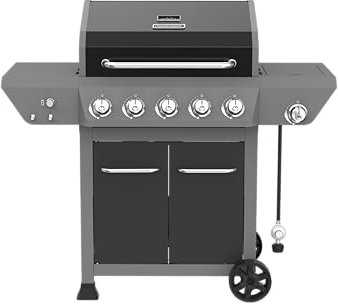 Megamaster 720-1095 Propangasgrill mit Seitenbrenner, 5 Brenner, 62.000 BTU, 620,76 m². in Garraum, perfekt zum Kochen und Grillen im Freien, Grillen, Terrassen, Hinterhöfe, Heckklappe