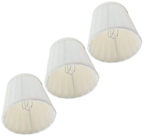 Lot de 3 Abat-jour pour Lustre, Style Tambour, Tissu Crème, Clip-on, Mini Format, Accessoire d'Éclairage Décoratif