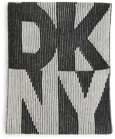 DKNY Damen Ribbed Instarsia Logo Scarf Mode-Schal, Elfenbein, Einheitsgröße