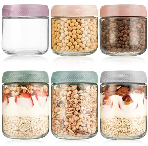 KUOGAS 6er-set Overnight Oats Gläser,Einmachgläser mit Schraubdeckel für Overnight Oats Salat Joghurt Pudding Chutney Marmelade,klein Gläser mit Deckel Als Mason Jar Meal Prep Boxen