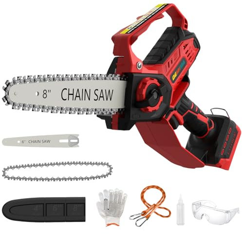 Mini Chainsaw for Miwaukee M18 Battery, 8 Inch and 6 Inch 2 in 1 Cordless Electric Chainsaw with Brushless Motor and Car Oiler, 800W Mini Hand Saw for Pruning Trees, Wood Cutting