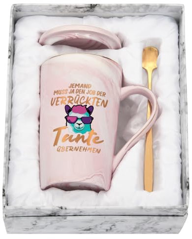 Joymaking Tante Geschenk Tasse - Jemand muss ja den Job der verrückten Tante übernehmen - Geschenk zum Geburtstag, 400ML Rosa