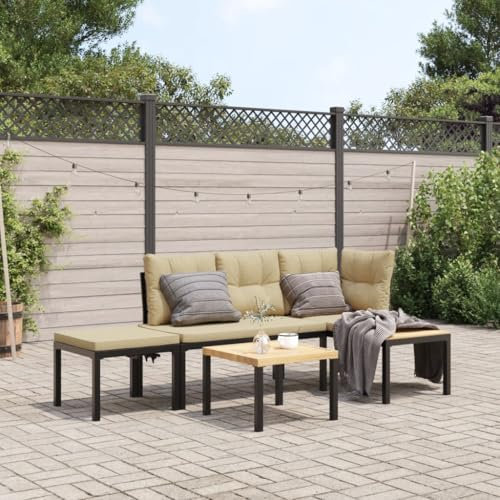 Tidyard Gartenbank-Set 3-TLG.Parkbank Sitzbank Terrassenbank Holzbank Balkonbank Gartenmöbel Bank für Balkon,Terrasse & Garten Schwarz Pulverbeschichteter Stahl