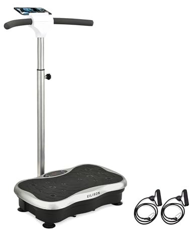 EILISON FIRMHOLD Handle Vibration Plate Exercise Machine for Lymphatic Drainage- Full Body Workout Vibration Platform for Weight Loss, 350lbs Vibration Plate for Beginners & Recovery (Handle Silver)