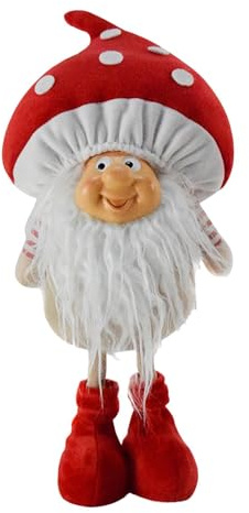 Generisch Pilz-Dekoration, und Pilz-Weihnachtsschmuck,Weihnachten handgemachter Wichtel - Puppe mit Langen Beinen aus Kunstharz, Weihnachtsfiguren, Heimdekoration für Ihre, Freunde und Sich selbst