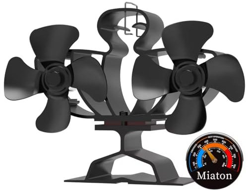 Miaton Log Burner Fan | 8-Blade Stove Fans Log Burners | Fire Fan Wood Burner Fans Heat Powered Silent Operation | Fan for Wood Burning Stove | Fireplace Accessories Tools