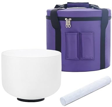 HYE-EUN 8inch 432Hz F Note Heart Chakra Crystal Singing Bowl Healing Yoga Sound with Carrying Case