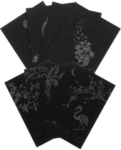 Yardwe 8 Stück Kratzbildkarten Für Kinder Und Erwachsene Selbstgemacht Kratzmalerei Postkarten Aus Schwarzem Kratzpapier Kreatives Basteln Und Stressreduzierendes Hobby