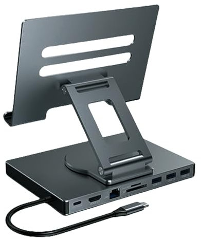 8/9 In 1 Docking Stations Tablets Stand Holder USB Type C USB3.2 Card Reader 3.5MM Foldable Rotatable Desktop Holder