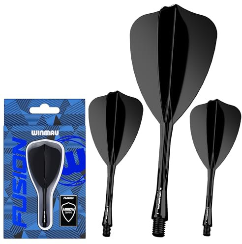 WINMAU Darts Fusion Integriertes Flug und Schaftsystem - Arrow Form und Design - Schwarze Farbe, Kurze Länge