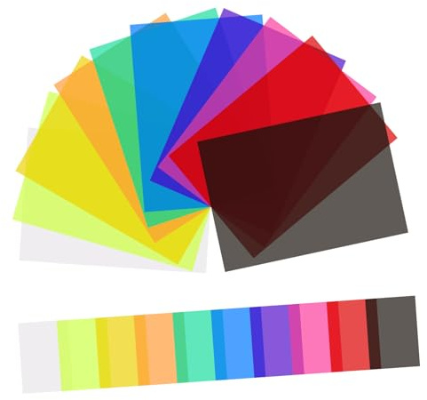 CAXUSD 20 Stück Farblicht Gelfilter Kunststofffolie PVC Pp Farbdiffusionsfolie Lichtstreuende Transparentfolien zum Zuschneiden für Fotostudios und Partys zur Beleuchtungsanpassung