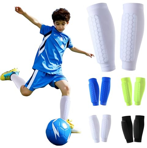Shyllin 1 Paio di Parastinchi Bambino Calcio, Traspiranti e Antishock per Ragazzi e Ragazze, Ideali per Calcio, Basket, Ciclismo, Escursionismo (bianco, M)