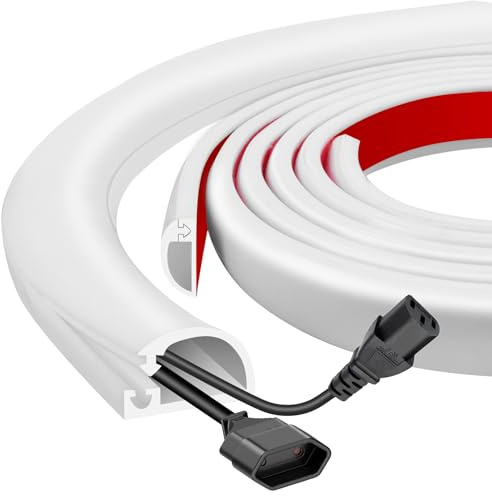 Silikon Kabelkanal Selbstklebend 6m Kabelleiste Boden Seitlich offen für Einfachen Zugang Kabelkanal Flexibel für Wände und Böden, Flexibel & Geruchlos, 7x14mm