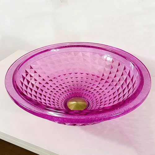 ZYCDP Aufsatzwaschbecken Glas Waschbecken Bad Rund 400 X 400 X 115 mm Ohne Hahnloch Lila