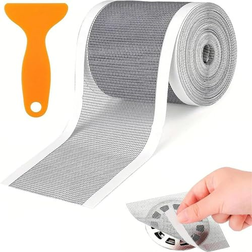 XINCHENG Self Adhesive Drain Hair Catchers, Sink Strainer Floor Drain Stickers, Hair Catcher Mesh Stickers with Scraper for Bathroom, Kitchen Drain Protectors