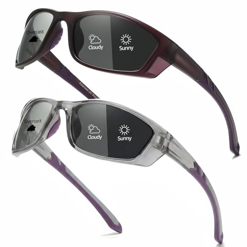 Myiaur 2er Pack Fahrradbrille Selbsttönend Polarisierte Damen Herren