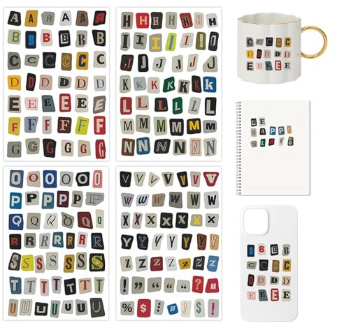 181 Stück Buchstaben Aufkleber,Journal Buchstaben Sticker Scrapbook Aesthetic Stickers Zubehör Journaling Letter Book Selbstklebende Vintage Colorful Dekorative Klebebuchstaben für Scrapbooking Note