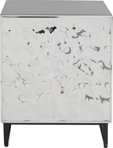 Kare Design Kommode Carino, Silber/Schwarz, Chrom-Finish, 50x40x39 cm, Tür, Push-to-Open, Nachttisch, Ablagetisch, Schlafzimmer