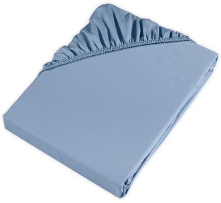 MÖVE Spannbettlaken 100 x 200 cm aus 100% Baumwolle, Light Blue