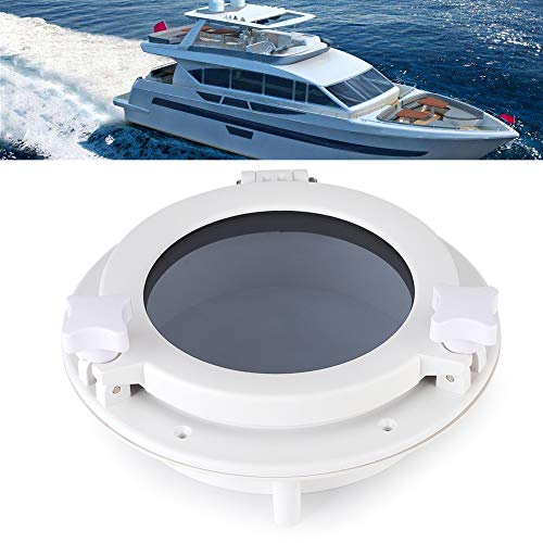 Tixiyu Ventana de Ventilación de Ojo de Buey Redondo de 215 Mm para Portillos de Escotilla de Yate, RV, Vidrio Templado ABS Blanco de 8,5 Pulgadas