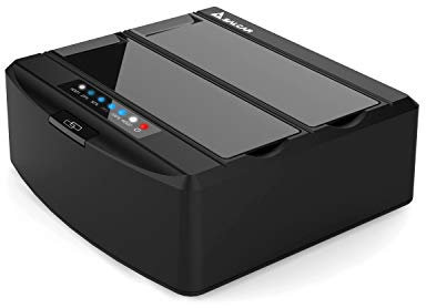 Salcar USB 3.0 Offline Klon Docking Station mit 2 Einschüben, optimiert für HDD/SSD Festplatte, 2,5 und 3,5, 2,5 und 3,5 Zoll inklusive USB 3.0 Kabel und 12V 3A Netzteil, unterstützt 2 x 10 TB