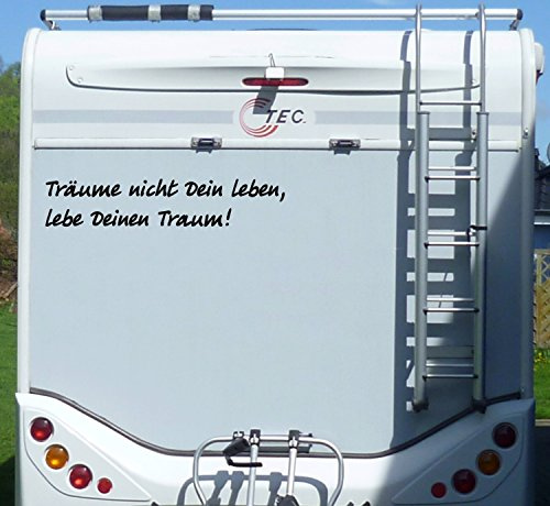 WERBEPUNKT. Aufkleber Träume Nicht Dein Leben Wohnmobil Schwarz 55 cm | Wetterfeste PVC-Folie, UV-beständiger Digitaldruck, stark haftend, für innen und außen, Made in Germany