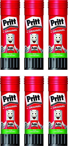 Pritt Klebestift, transparent, auswaschbar, ablösbar, ohne Lösungsmittel, 43 g (6 Stück)