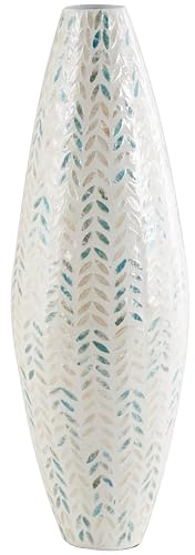 Deco 79 Mother of Pearl Shell Leaf Vase, Vase 10 x 10 x 33, Cream