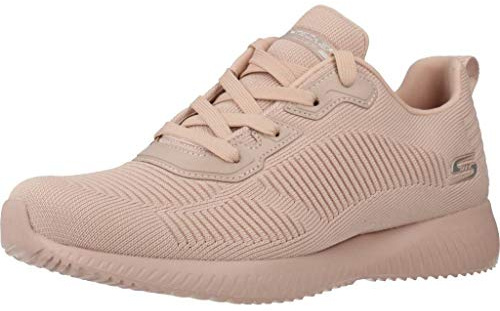 Skechers Women's Bobs Squad Tough Talk Sneakers, Pink Engineered Knit, 3 UK