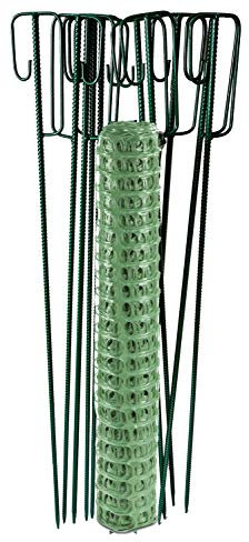 UvV UVSTOR79 Warnnetz grün Set 50 Meter x 1 Meter + 10 Absperrleinenhalter grün (1,2 m lang) Schutznetz Fangnetz Auffangnetz Fangzaun Sicherheitsnetz