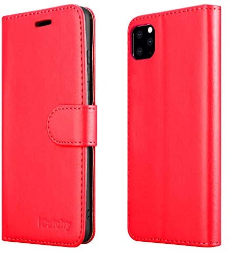 iCatchy for iPhone 11 Pro Case 5.8-Inch Leather Wallet Book Flip Folio Stand View Magnetic Protect Cover compatible with iPhone 11 Pro 5.8-Inch Phone (Red)