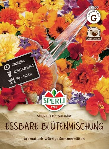 Sperli Essbare Blütensamen-Mischung SPERLI's Blütensalat 87960 – aromatisch- würzige Sommerblüten - einjährig und kübelgeeignet - Blumensamen, Saatgut