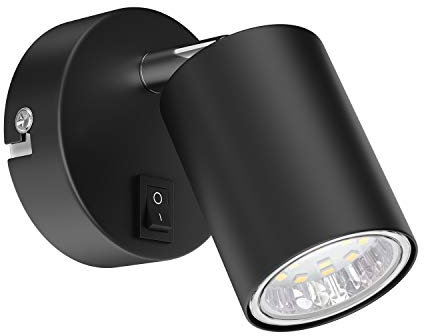 ledscom.de Wandspot WAIKA, einflammig, mit Schalter, GU10, schwarz matt, inkl. GU10 LED Lampe (weiß, 2,076W, 206lm, 110°)