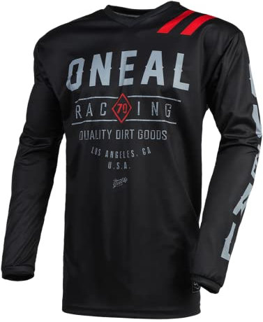 O'NEAL | Motocross-Trikot | Enduro MX | Atmungsaktives Material, ergonomischem Schnitt, Passform für maximale Bewegungsfreiheit | Element Jersey Dirt | Erwachsene | Schwarz Grau | Größe XL